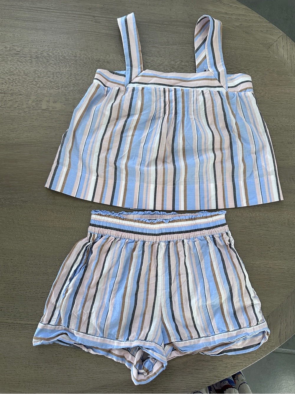 Caroline Constas Striped Cotton Matching Tank & Shorts - SM